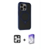 MARSİLYAN™- iPhone 15 Pro Max Kılıf Ahenk Yansıma Özel Seri - Siyah Bilvis 5in1 3D Magic Cam Ekran Koruyucu + PVD Metal Kamera Lens - GS