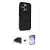 MARSİLYAN™- iPhone 15 Pro Max Kılıf Ahenk Yansıma Özel Seri - Siyah Bilvis 5in1 3D Magic Cam Ekran Koruyucu + Raze Metal Kamera Lens - TMGI