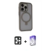 MARSİLYAN™- iPhone 15 Pro Max Kılıf Ahenk Yansıma Özel Seri - Siyah Bilvis 5in1 3D Magic Cam Ekran Koruyucu + PVD Metal Kamera Lens - LT