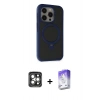 MARSİLYAN™- iPhone 15 Pro Max Kılıf Ahenk Yansıma Özel Seri - Siyah Bilvis 5in1 3D Magic Cam Ekran Koruyucu + PVD Metal Kamera Lens - GI