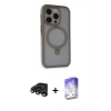 MARSİLYAN™- iPhone 15 Pro Max Kılıf Ahenk Yansıma Özel Seri - Siyah Bilvis 5in1 3D Magic Cam Ekran Koruyucu + Raze Metal Kamera Lens - TMGI