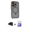 MARSİLYAN™- iPhone 15 Pro Max Kılıf Ahenk Yansıma Özel Seri - Siyah Bilvis 5in1 5D Magic Hayalet Cam Ekran Koruyucu + Raze Metal Kamera Lens - SH