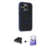 MARSİLYAN™- iPhone 15 Pro Max Kılıf Ahenk Yansıma Özel Seri - Siyah Bilvis 5in1 5D Magic Hayalet Cam Ekran Koruyucu + Raze Metal Kamera Lens - GS