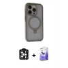 MARSİLYAN™- iPhone 15 Pro Max Kılıf Ahenk Yansıma Özel Seri - Siyah Bilvis 5in1 5D Magic Hayalet Cam Ekran Koruyucu + PVD Metal Kamera Lens - TU