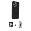 MARSİLYAN™- iPhone 15 Pro Max Kılıf Ahenk Yansıma Özel Seri - Siyah Bilvis Hayalet Cam Ekran Koruyucu + PVD Metal Kamera Lens - LT