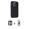 MARSİLYAN™- iPhone 15 Pro Max Kılıf Ahenk Yansıma Özel Seri - Siyah Bilvis Hayalet Cam Ekran Koruyucu + PVD Metal Kamera Lens - LT