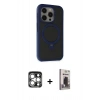 MARSİLYAN™- iPhone 15 Pro Max Kılıf Ahenk Yansıma Özel Seri - Siyah Bilvis Hayalet Cam Ekran Koruyucu + PVD Metal Kamera Lens - GS