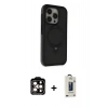 MARSİLYAN™- iPhone 15 Pro Max Kılıf Ahenk Yansıma Özel Seri - Siyah Bilvis Hayalet Cam Ekran Koruyucu + PVD Metal Kamera Lens - TU