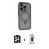 MARSİLYAN™- iPhone 15 Pro Max Kılıf Ahenk Yansıma Özel Seri - Siyah Bilvis Hayalet Cam Ekran Koruyucu + PVD Metal Kamera Lens - TU