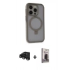 MARSİLYAN™- iPhone 15 Pro Max Kılıf Ahenk Yansıma Özel Seri - Siyah Bilvis Hayalet Cam Ekran Koruyucu + Raze Metal Kamera Lens - SH