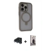 MARSİLYAN™- iPhone 15 Pro Max Kılıf Ahenk Yansıma Özel Seri - Siyah Bilvis Hayalet Cam Ekran Koruyucu + Raze Metal Kamera Lens - LT