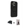 MARSİLYAN™- iPhone 15 Pro Max Kılıf Ahenk Yansıma Özel Seri - Siyah Bilvis Hayalet Cam Ekran Koruyucu + Raze Metal Kamera Lens - LT