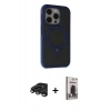 MARSİLYAN™- iPhone 15 Pro Max Kılıf Ahenk Yansıma Özel Seri - Siyah Bilvis Hayalet Cam Ekran Koruyucu + Titanyum Gri Raze Metal Kamera Lens
