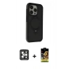 MARSİLYAN™- iPhone 15 Pro Max Kılıf Ahenk Yansıma Özel Seri - Siyah Buffer Cam Ekran Koruyucu + PVD Metal Kamera Lens - GI