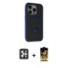 MARSİLYAN™- iPhone 15 Pro Max Kılıf Ahenk Yansıma Özel Seri - Siyah Buffer Cam Ekran Koruyucu + PVD Metal Kamera Lens - GI