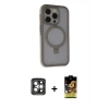 MARSİLYAN™- iPhone 15 Pro Max Kılıf Ahenk Yansıma Özel Seri - Siyah Buffer Cam Ekran Koruyucu + PVD Metal Kamera Lens - GI