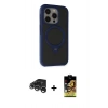 MARSİLYAN™- iPhone 15 Pro Max Kılıf Ahenk Yansıma Özel Seri - Siyah Buffer Cam Ekran Koruyucu + Raze Metal Kamera Lens - GS