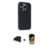 MARSİLYAN™- iPhone 15 Pro Max Kılıf Ahenk Yansıma Özel Seri - Siyah Buffer Cam Ekran Koruyucu + Raze Metal Kamera Lens - SH