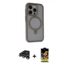 MARSİLYAN™- iPhone 15 Pro Max Kılıf Ahenk Yansıma Özel Seri - Siyah Buffer Cam Ekran Koruyucu + Raze Metal Kamera Lens - GS