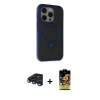 MARSİLYAN™- iPhone 15 Pro Max Kılıf Ahenk Yansıma Özel Seri - Siyah Buffer Cam Ekran Koruyucu + Raze Metal Kamera Lens - LT