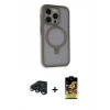 MARSİLYAN™- iPhone 15 Pro Max Kılıf Ahenk Yansıma Özel Seri - Siyah Buffer Cam Ekran Koruyucu + Raze Metal Kamera Lens - LT