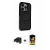 MARSİLYAN™- iPhone 15 Pro Max Kılıf Ahenk Yansıma Özel Seri - Siyah Buffer Cam Ekran Koruyucu + Raze Metal Kamera Lens - TMGI