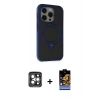 MARSİLYAN™- iPhone 15 Pro Max Kılıf Ahenk Yansıma Özel Seri - Siyah Buffer Hayalet Cam Ekran Koruyucu + PVD Metal Kamera Lens - GI