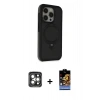 MARSİLYAN™- iPhone 15 Pro Max Kılıf Ahenk Yansıma Özel Seri - Siyah Buffer Hayalet Cam Ekran Koruyucu + PVD Metal Kamera Lens - GI