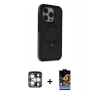 MARSİLYAN™- iPhone 15 Pro Max Kılıf Ahenk Yansıma Özel Seri - Siyah Buffer Hayalet Cam Ekran Koruyucu + PVD Metal Kamera Lens - GS