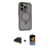 MARSİLYAN™- iPhone 15 Pro Max Kılıf Ahenk Yansıma Özel Seri - Siyah Buffer Hayalet Cam Ekran Koruyucu + Raze Metal Kamera Lens - TMGI