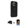 MARSİLYAN™- iPhone 15 Pro Max Kılıf Ahenk Yansıma Özel Seri - Siyah Buffer Hayalet Cam Ekran Koruyucu + Raze Metal Kamera Lens - SH