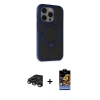 MARSİLYAN™- iPhone 15 Pro Max Kılıf Ahenk Yansıma Özel Seri - Siyah Buffer Hayalet Cam Ekran Koruyucu + Raze Metal Kamera Lens - TMGI