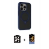 MARSİLYAN™- iPhone 15 Pro Max Kılıf Ahenk Yansıma Özel Seri - Siyah Buffer Hayalet Cam Ekran Koruyucu + PVD Metal Kamera Lens - TU