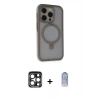 MARSİLYAN™- iPhone 15 Pro Max Kılıf Ahenk Yansıma Özel Seri - Siyah Joko Magic 5D Cam + Lacivert PVD Metal Kamera Lens
