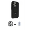 MARSİLYAN™- iPhone 15 Pro Max Kılıf Ahenk Yansıma Özel Seri - Siyah Joko Magic 5D Cam + Lacivert PVD Metal Kamera Lens