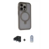 MARSİLYAN™- iPhone 15 Pro Max Kılıf Ahenk Yansıma Özel Seri - Siyah Joko Magic 5D Cam + Lacivert Raze Metal Kamera Lens