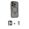 MARSİLYAN™- iPhone 15 Pro Max Kılıf Ahenk Yansıma Özel Seri - Siyah Joko Magic 5D Cam + PVD Metal Kamera Lens - GS