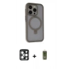 MARSİLYAN™- iPhone 15 Pro Max Kılıf Ahenk Yansıma Özel Seri - Siyah Joko Magic 5D Hayalet Cam + Lacivert PVD Metal Kamera Lens