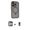 MARSİLYAN™- iPhone 15 Pro Max Kılıf Ahenk Yansıma Özel Seri - Siyah Joko Magic 5D Hayalet Cam + PVD Metal Kamera Lens - GS