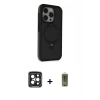 MARSİLYAN™- iPhone 15 Pro Max Kılıf Ahenk Yansıma Özel Seri - Siyah Joko Magic 5D Hayalet Cam + PVD Metal Kamera Lens - SH