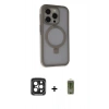 MARSİLYAN™- iPhone 15 Pro Max Kılıf Ahenk Yansıma Özel Seri - Siyah Joko Magic 5D Hayalet Cam + PVD Metal Kamera Lens - SH