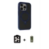 MARSİLYAN™- iPhone 15 Pro Max Kılıf Ahenk Yansıma Özel Seri - Siyah Joko Magic 5D Hayalet Cam + Turuncu PVD Metal Kamera Lens