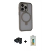 MARSİLYAN™- iPhone 15 Pro Max Kılıf Ahenk Yansıma Özel Seri - Siyah Polymer Nano Ekran Koruyucu + Raze Metal Kamera Lens - LT