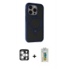 MARSİLYAN™- iPhone 15 Pro Max Kılıf Ahenk Yansıma Özel Seri - Siyah Polymer Nano Ekran Koruyucu + PVD Metal Kamera Lens - GS