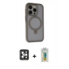 MARSİLYAN™- iPhone 15 Pro Max Kılıf Ahenk Yansıma Özel Seri - Siyah Polymer Nano Ekran Koruyucu + PVD Metal Kamera Lens - GI