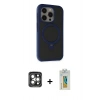 MARSİLYAN™- iPhone 15 Pro Max Kılıf Ahenk Yansıma Özel Seri - Siyah Polymer Nano Ekran Koruyucu + PVD Metal Kamera Lens - GI