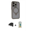 MARSİLYAN™- iPhone 15 Pro Max Kılıf Ahenk Yansıma Özel Seri - Siyah Polymer Nano Ekran Koruyucu + Raze Metal Kamera Lens - GS