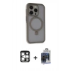 MARSİLYAN™- iPhone 15 Pro Max Kılıf Ahenk Yansıma Özel Seri - Siyah Vanessa Magic Cam + PVD Metal Kamera Lens - GS