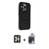 MARSİLYAN™- iPhone 15 Pro Max Kılıf Ahenk Yansıma Özel Seri - Siyah Vanessa Magic Cam + PVD Metal Kamera Lens - SH