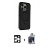 MARSİLYAN™- iPhone 15 Pro Max Kılıf Ahenk Yansıma Özel Seri - Siyah Vanessa Magic Cam + PVD Metal Kamera Lens - GS